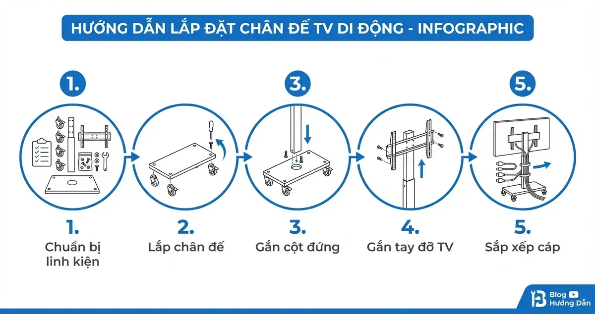 Hướng dẫn lắp đặt giá treo TV TVC01 theo 5 bước chi tiết